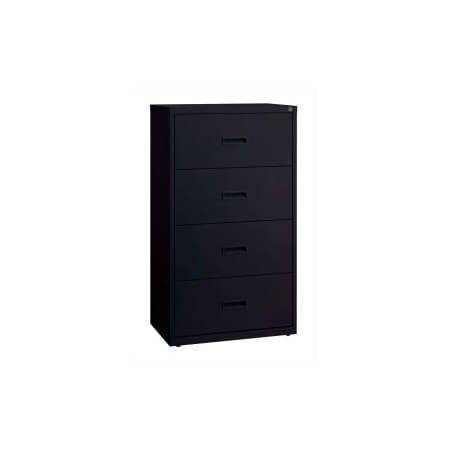 Hirsh Industries Space Solutions Lateral File Cabinet, 4 Letter/Legal/A4-Size File Drawers, Black, 30 x 18.62 x 52.5 14957